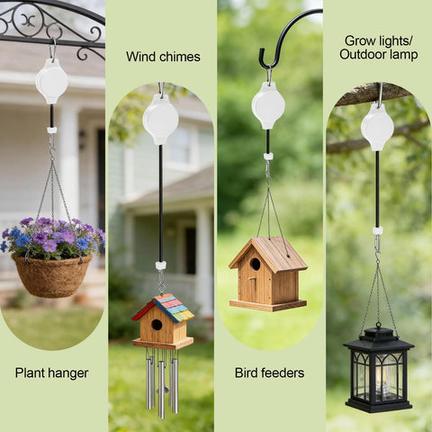 TERVEEX outdoor bird feeder hanger with pulley in use