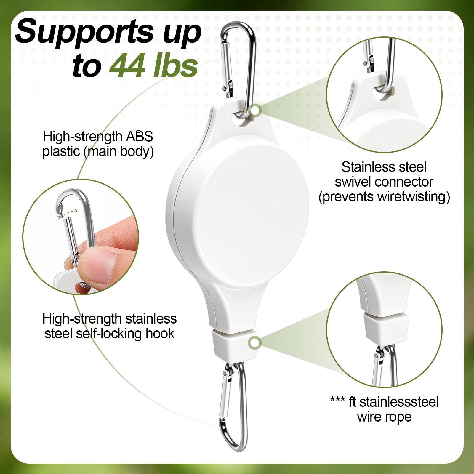 TERVEEX retractable hanger pulley close-up steel hook durability