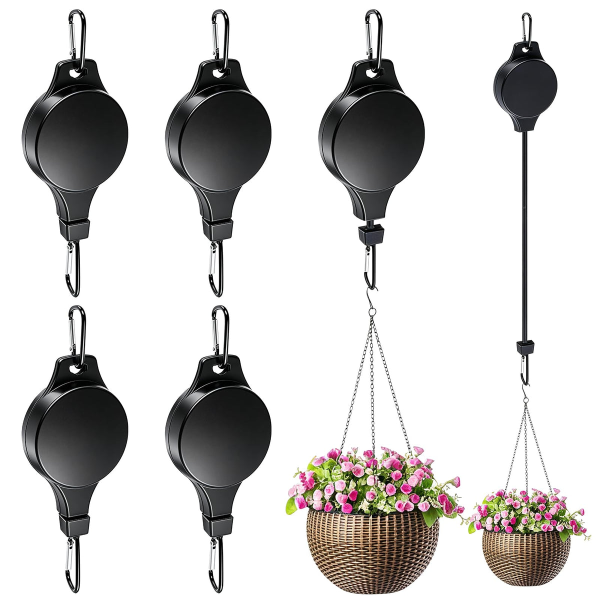 TERVEEX retractable plant hanger pulley system enables easy watering and care.