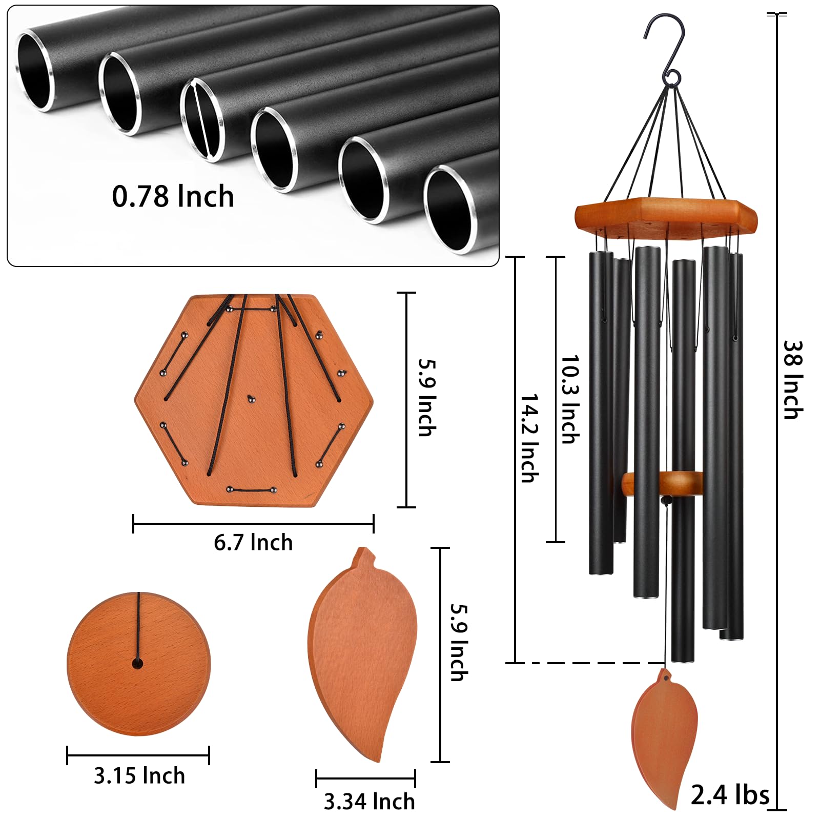 TESECU wind chimes with anodized aluminum tubes offer long-lasting tones.