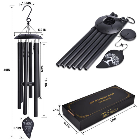 TESECU deep-tone wind chimes with six tubes for lasting sound