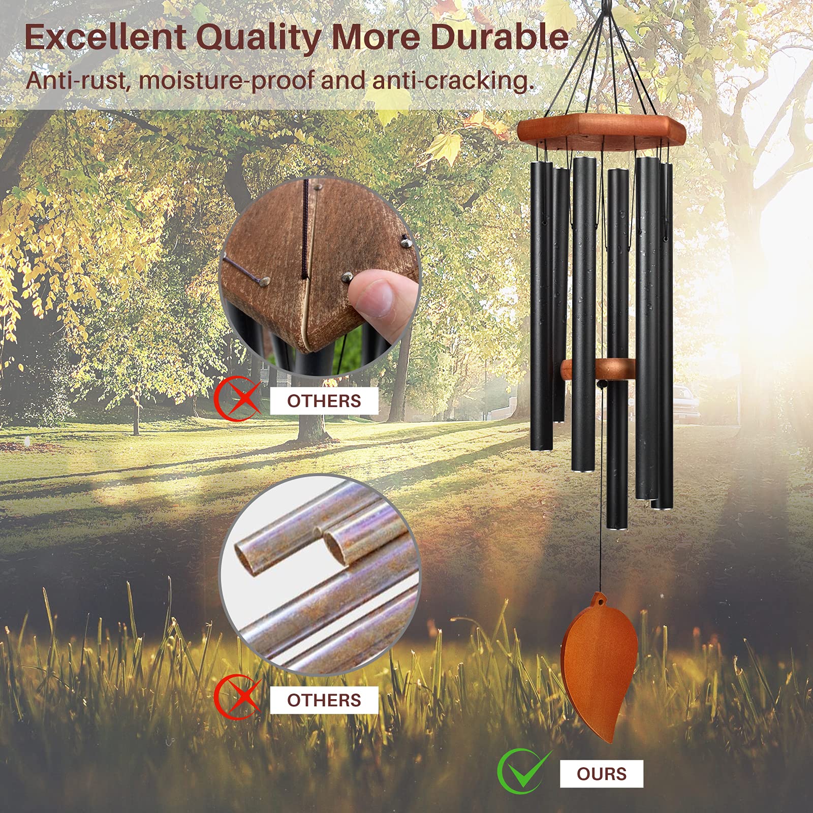 TESECU outdoor wind chime adds a calming acoustic backdrop to trees and porches.
