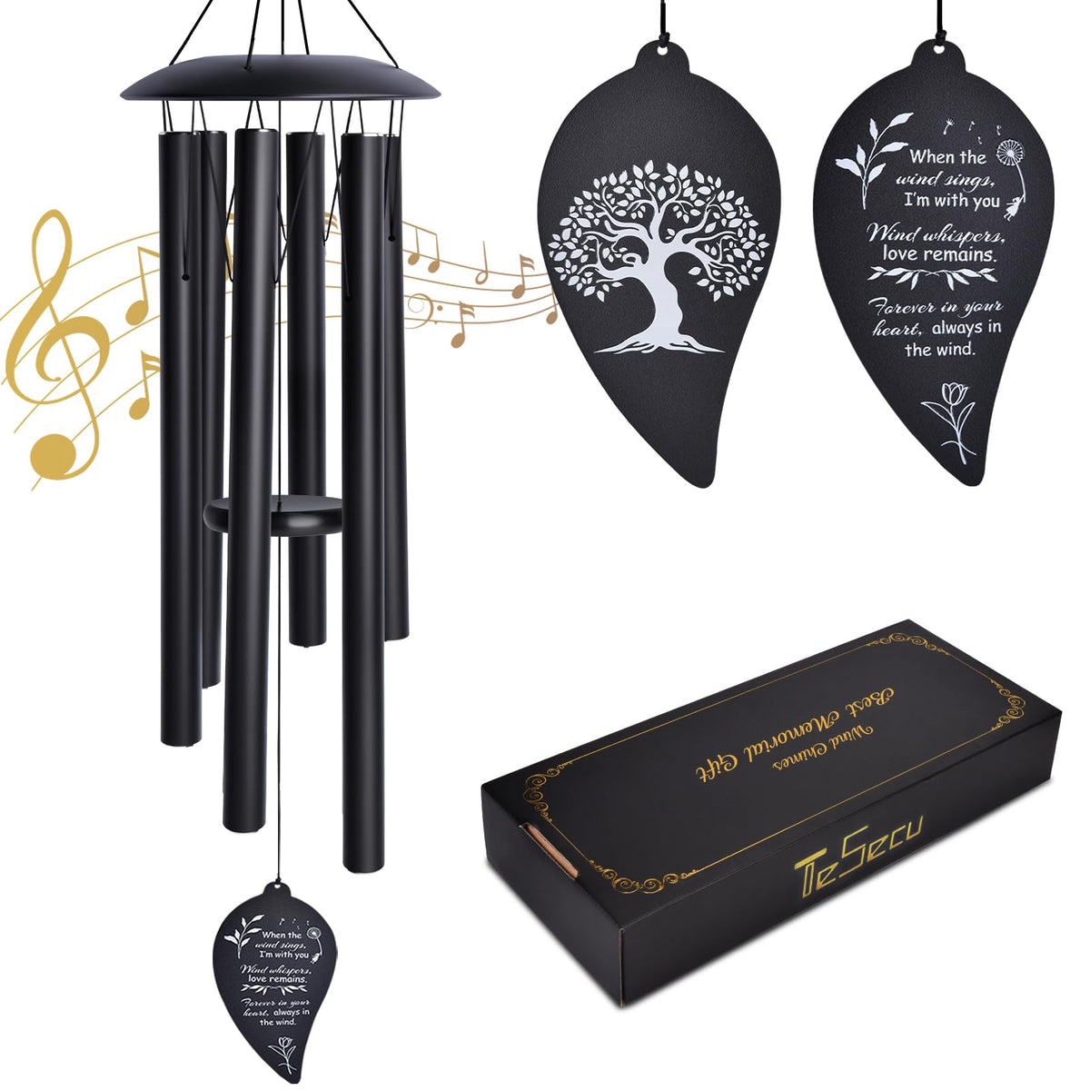TESECU wind chimes outdoors delivering a deep tone for garden ambiance