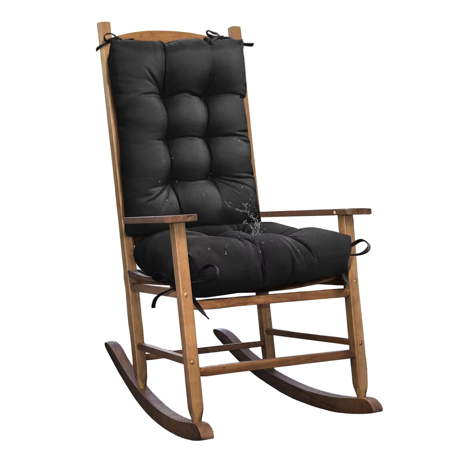TESICA black patio rocking seat cushion 17x17 for indoor and outdoor chairs.