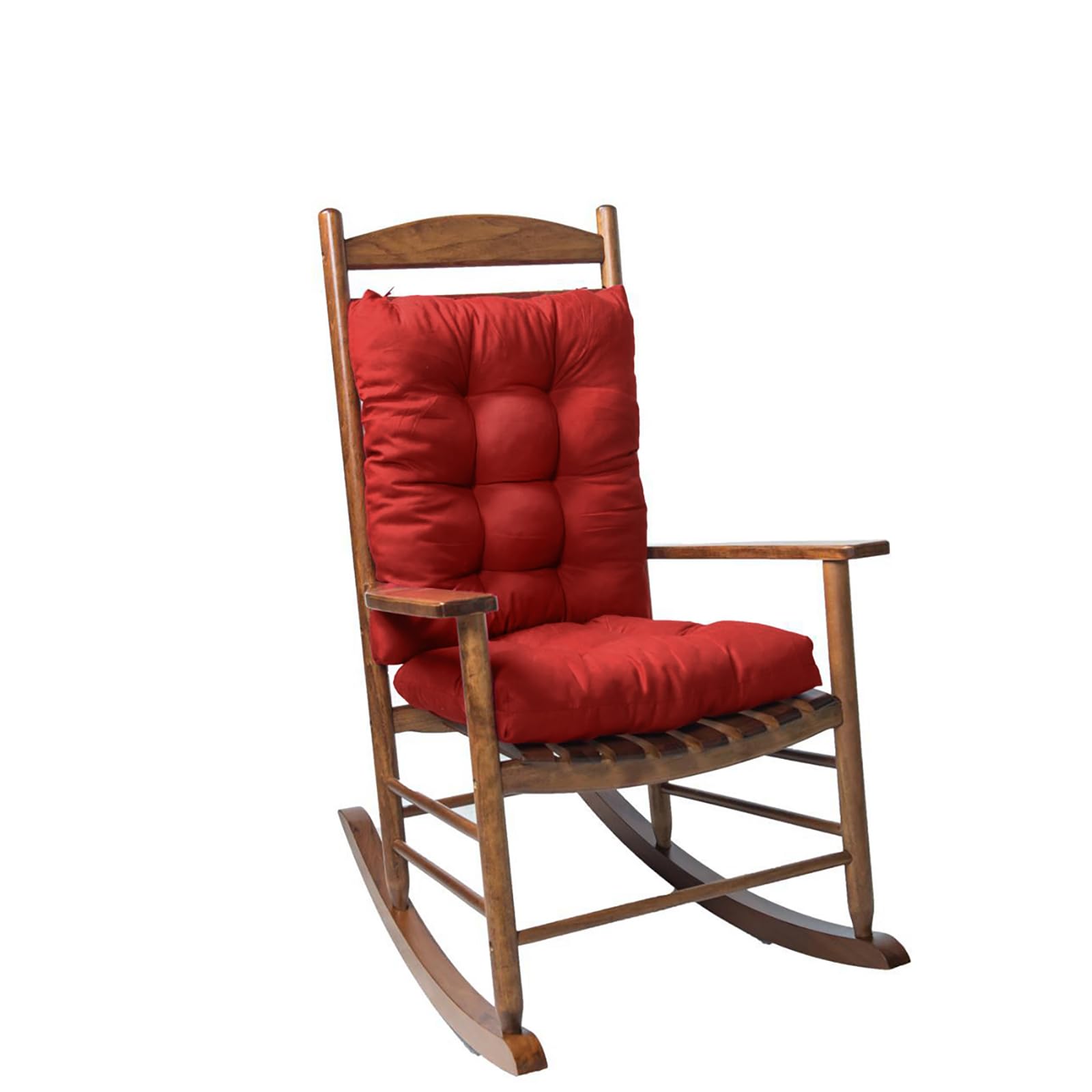 TESICA burgundy high-back chair cushion enhances outdoor comfort for patio seating.
