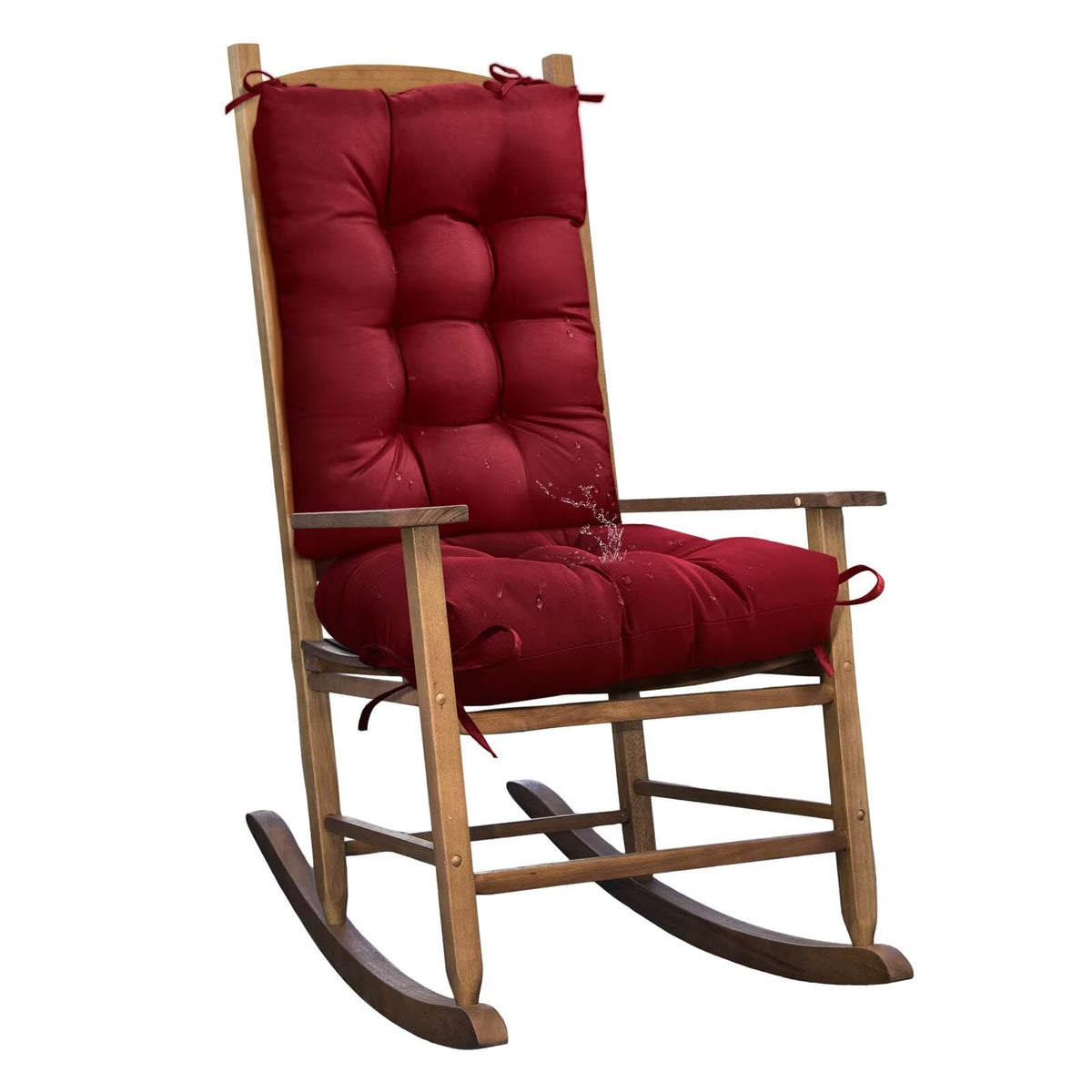 TESICA Burgundy rocking chair seat cushion 17x17 with non-slip ties for secure indoor or outdoor seating
