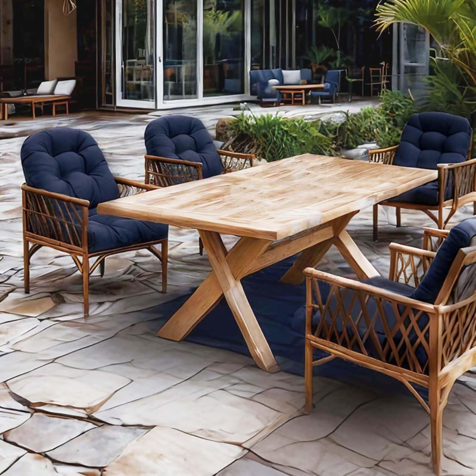 TESICA indoor outdoor cushion fits various chairs with secure full-length ties