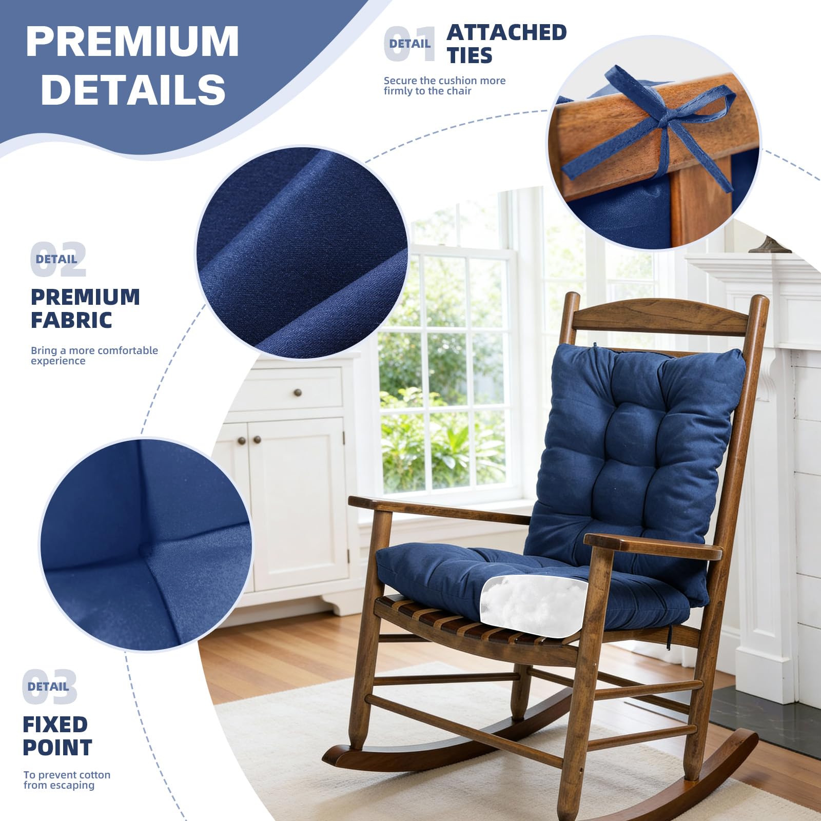 TESICA navy blue patio cushion enhances indoor and outdoor seating