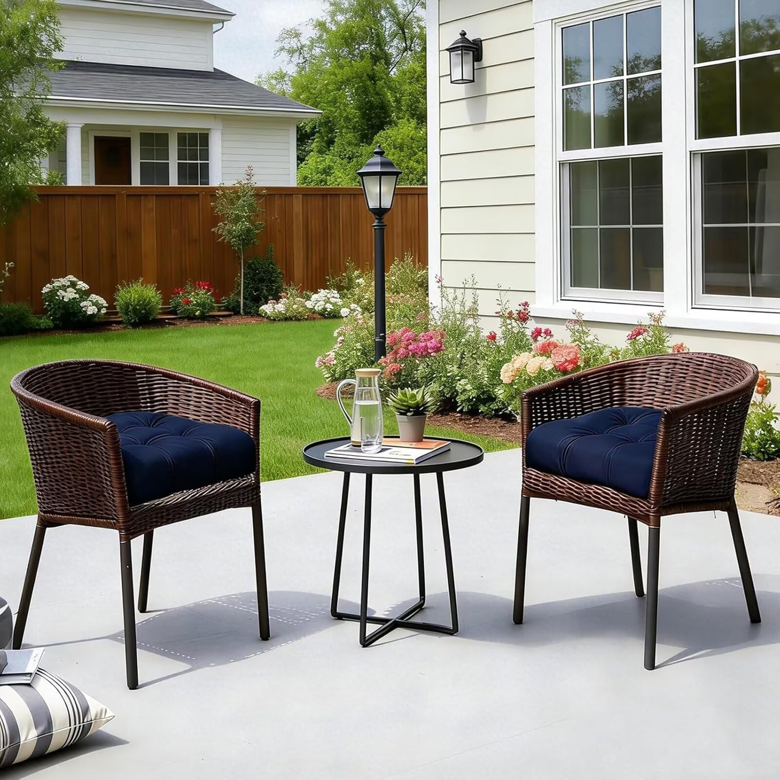 TESICA blue-grey patio cushions suit dining and lounge seating