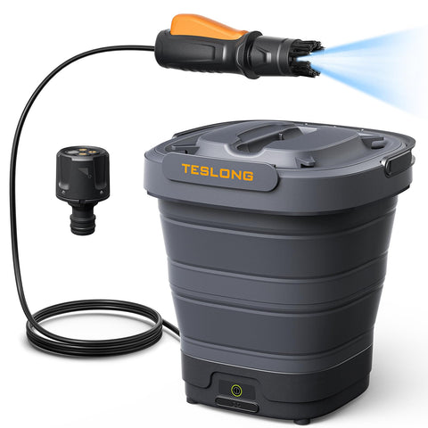 Teslong portable electric pressure washer foldable design for easy car trunk storage