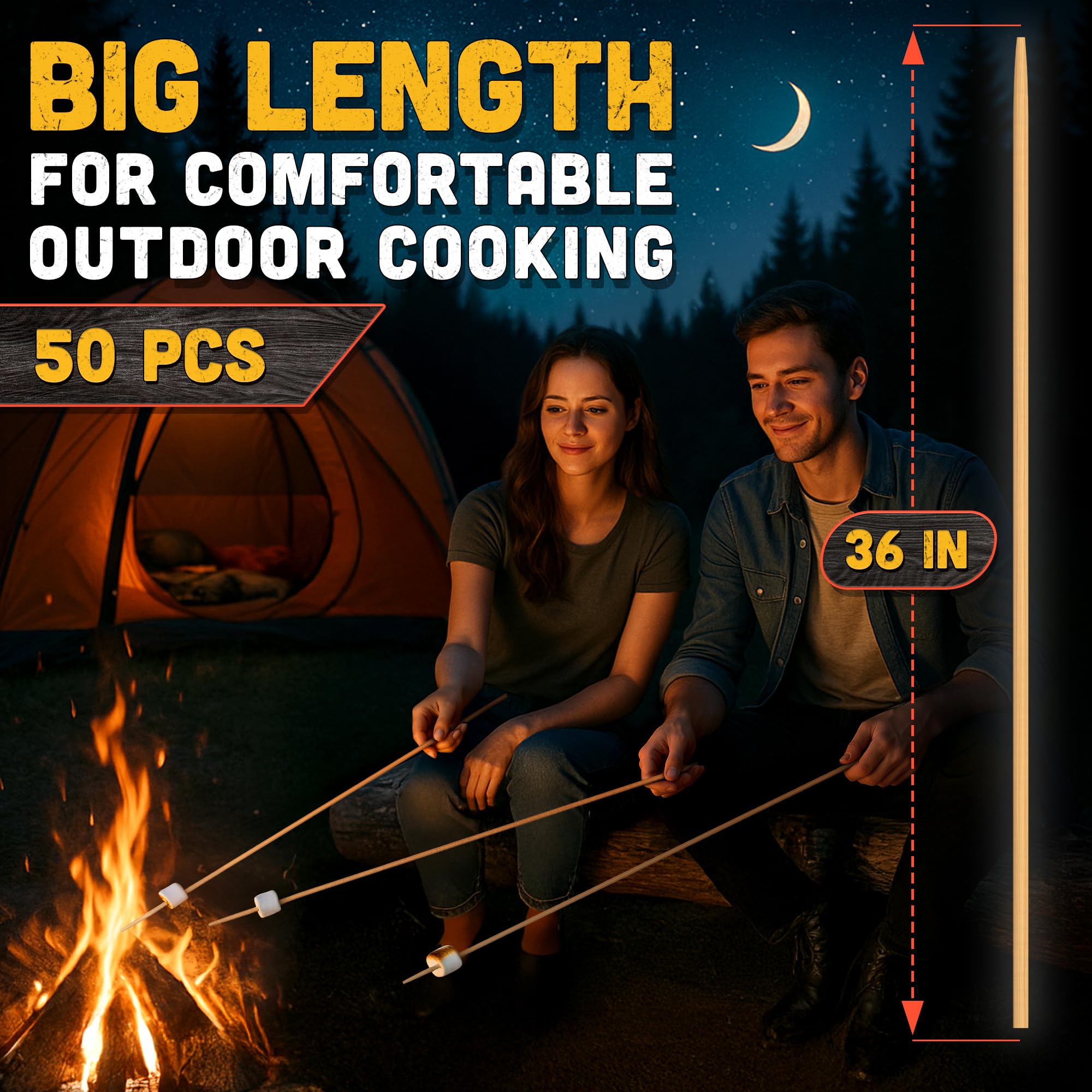 Tesorrio bamboo skewers with smooth finish ideal for easy marshmallow roasting.