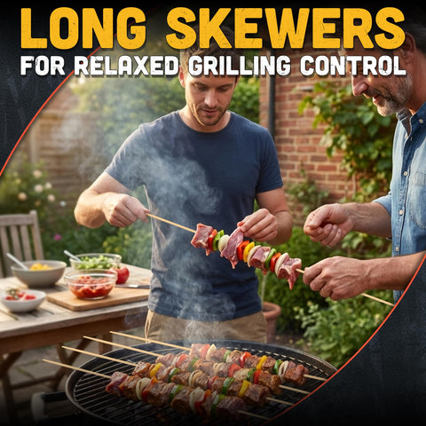 Tesorrio kabobs and fruit skewers for versatile campfire cooking.
