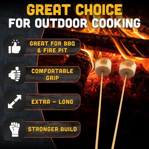 Tesorrio long 36 inch reach reduces heat exposure during roasting.