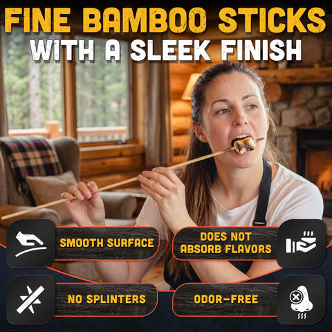 Tesorrio roasting sticks hold food steadily for even cooking over campfires.