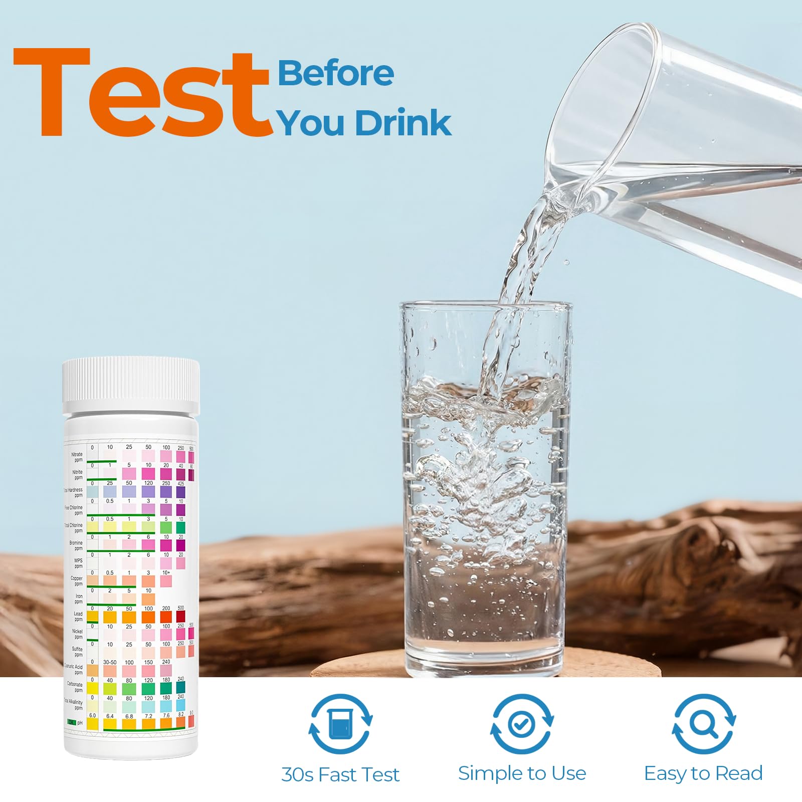 TESPERT comprehensive kit fits under sink for quick testing.