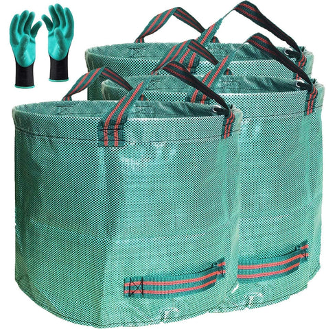Tespher 137-gallon yard bags, 34-inch diameter, ready for large leaf collection.