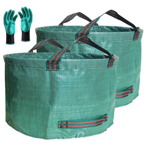 Tespher 46 gallon yard bags stand open for easy filling.