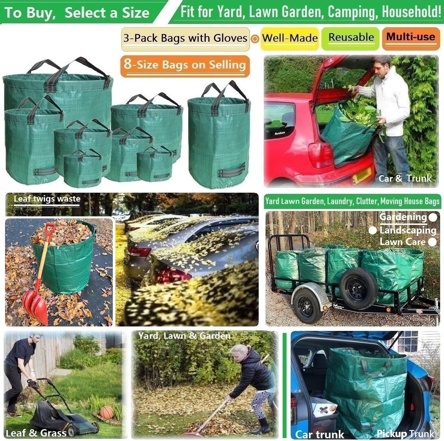 Tespher bags feature four reinforced handles for stable carrying during cleanup.