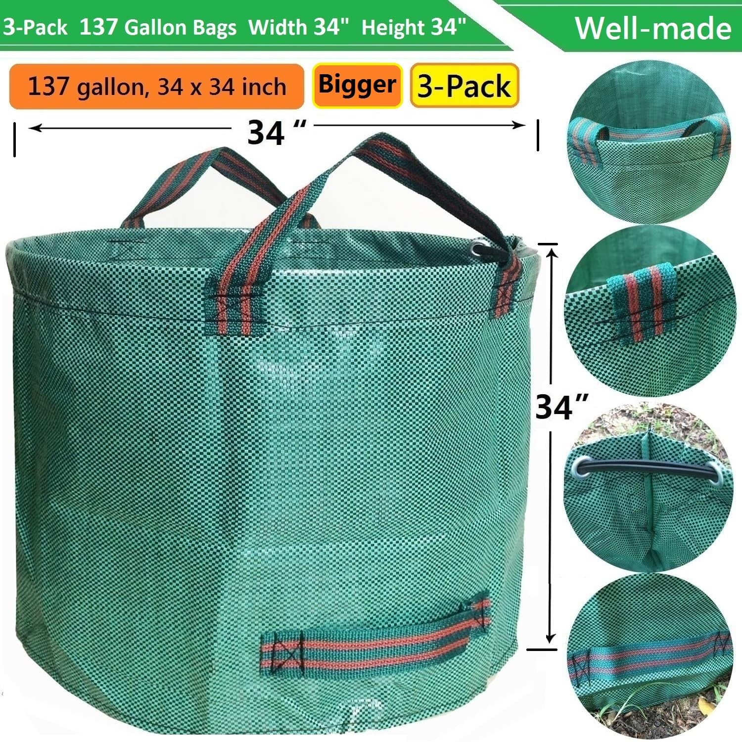 Included gardening gloves complement yard waste tasks with grip.