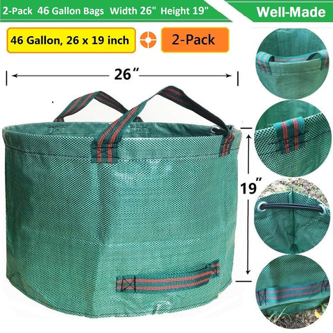 Tespher leaf bag filled with leaves demonstrates large capacity.