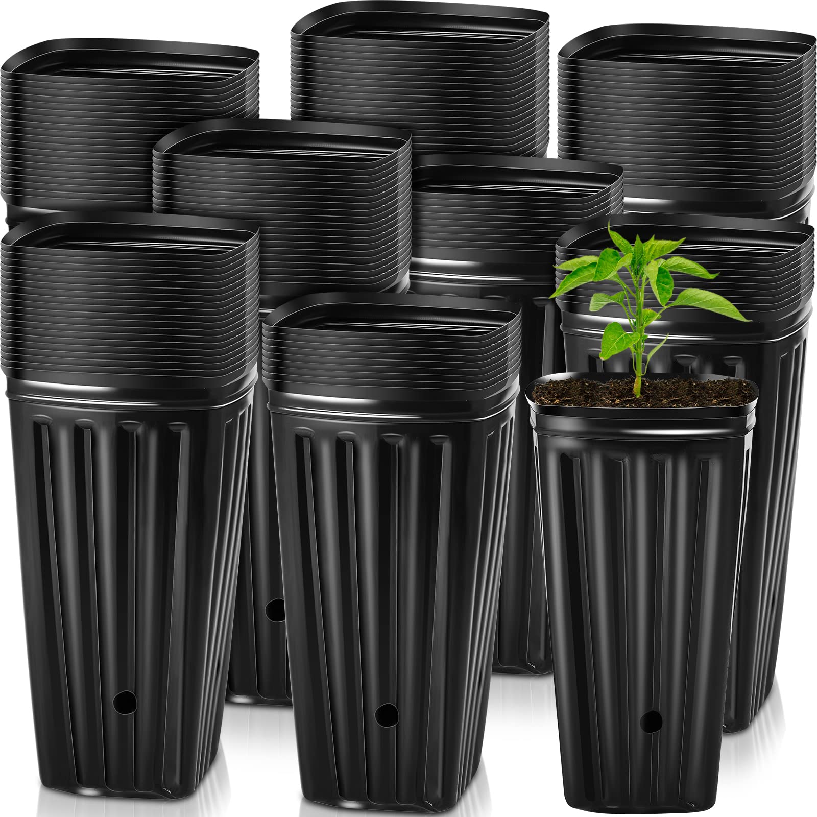 Tessco for you 100-pcs planter pots, side view, space-saving square design