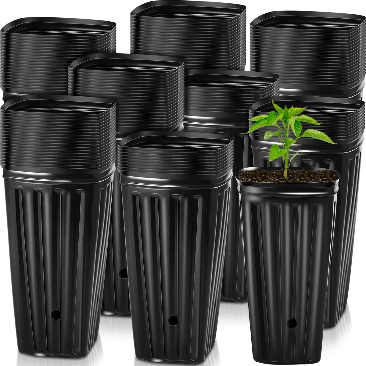 Tessco for you 100-pcs planter pots, side view, space-saving square design