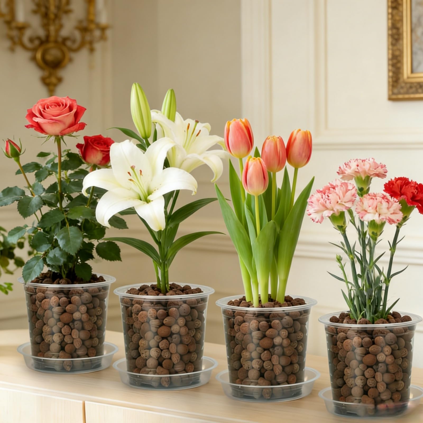 TESSTSY clear pot with drainage holes supports soil aeration.