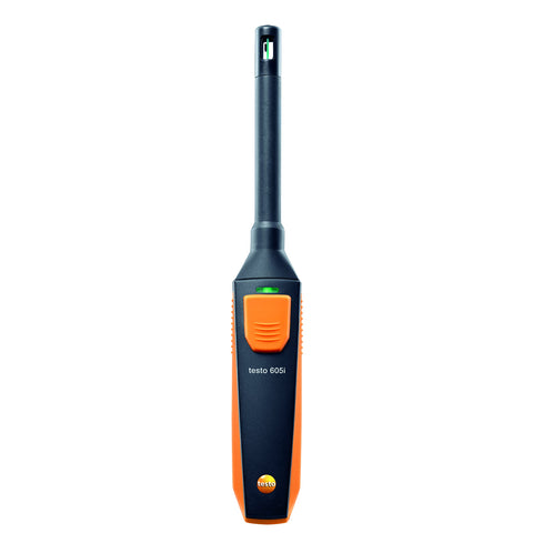 Testo 605i bendable probe at 90 degrees for tight in-duct measurements.
