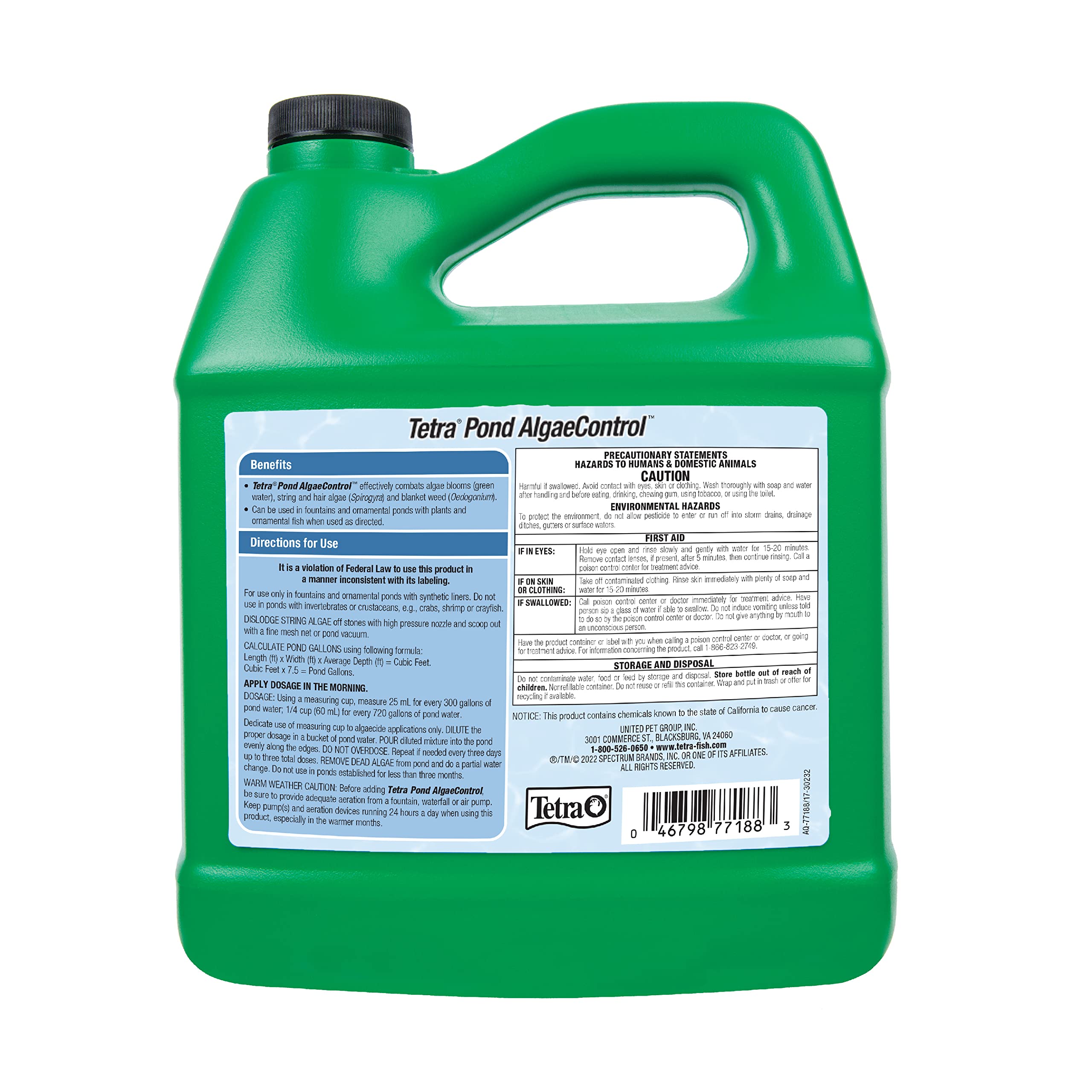 Tetra AlgaeControl measuring cup shows precise dosing for pond care.