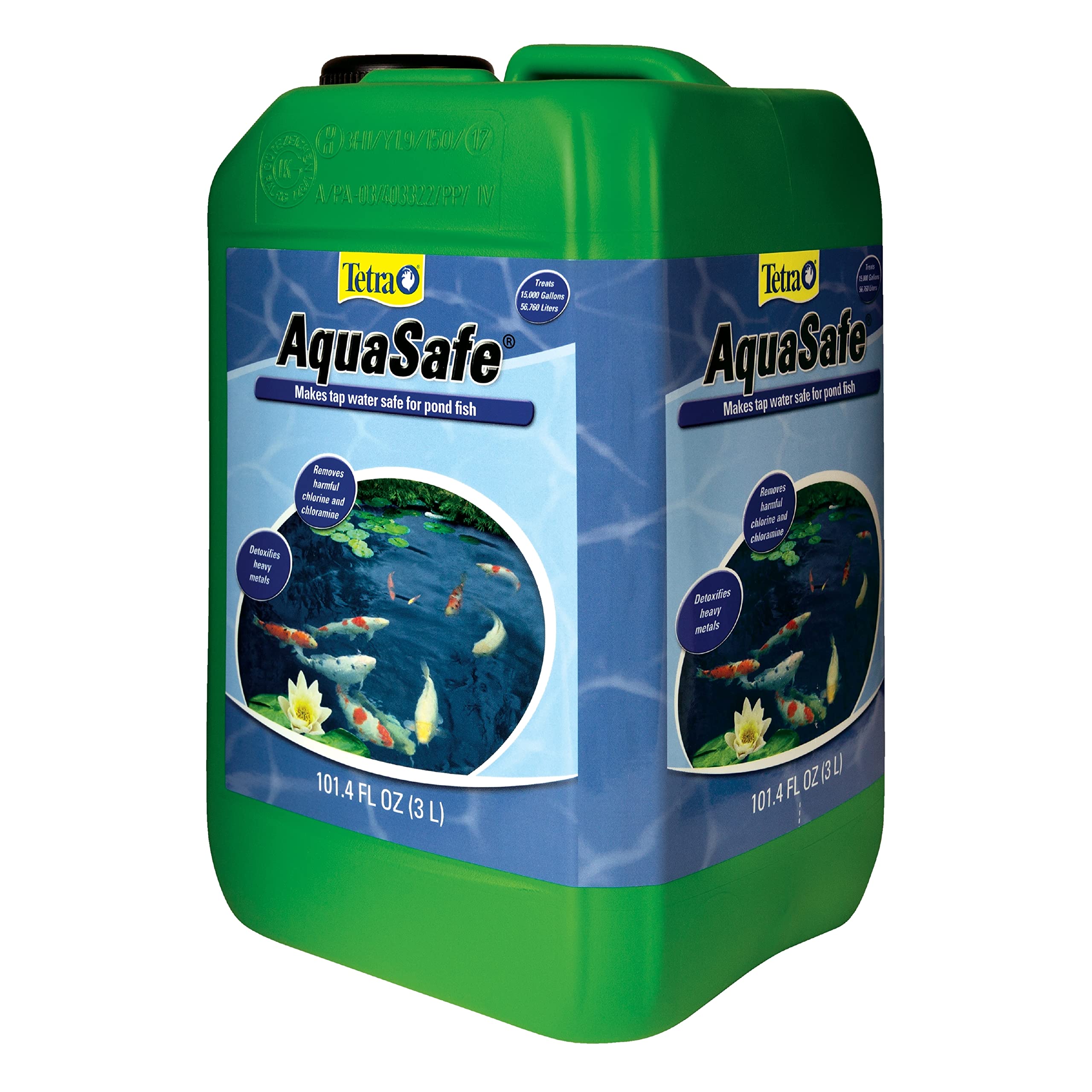 TetraPond AquaSafe water top-off image shows safe transitions after water changes.