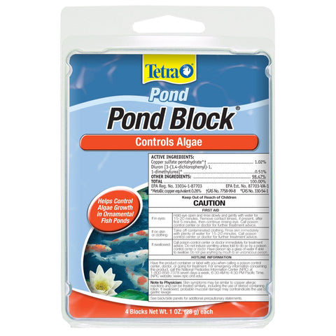 Tetra Pond Block 4-Count pack treats 100–250 gallons for clearer pond water