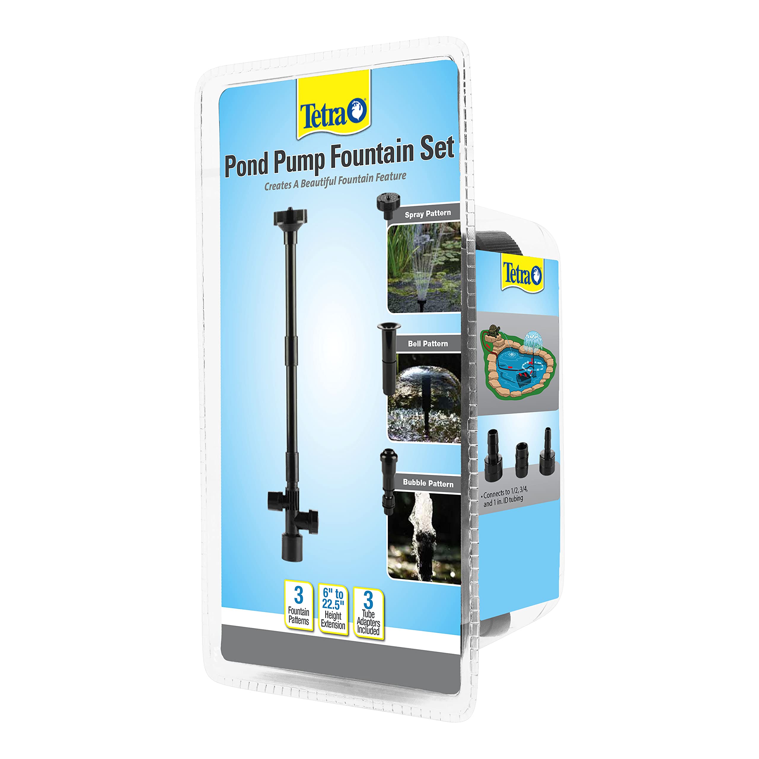 TetraPond fountain set adapters included simplify pump compatibility.