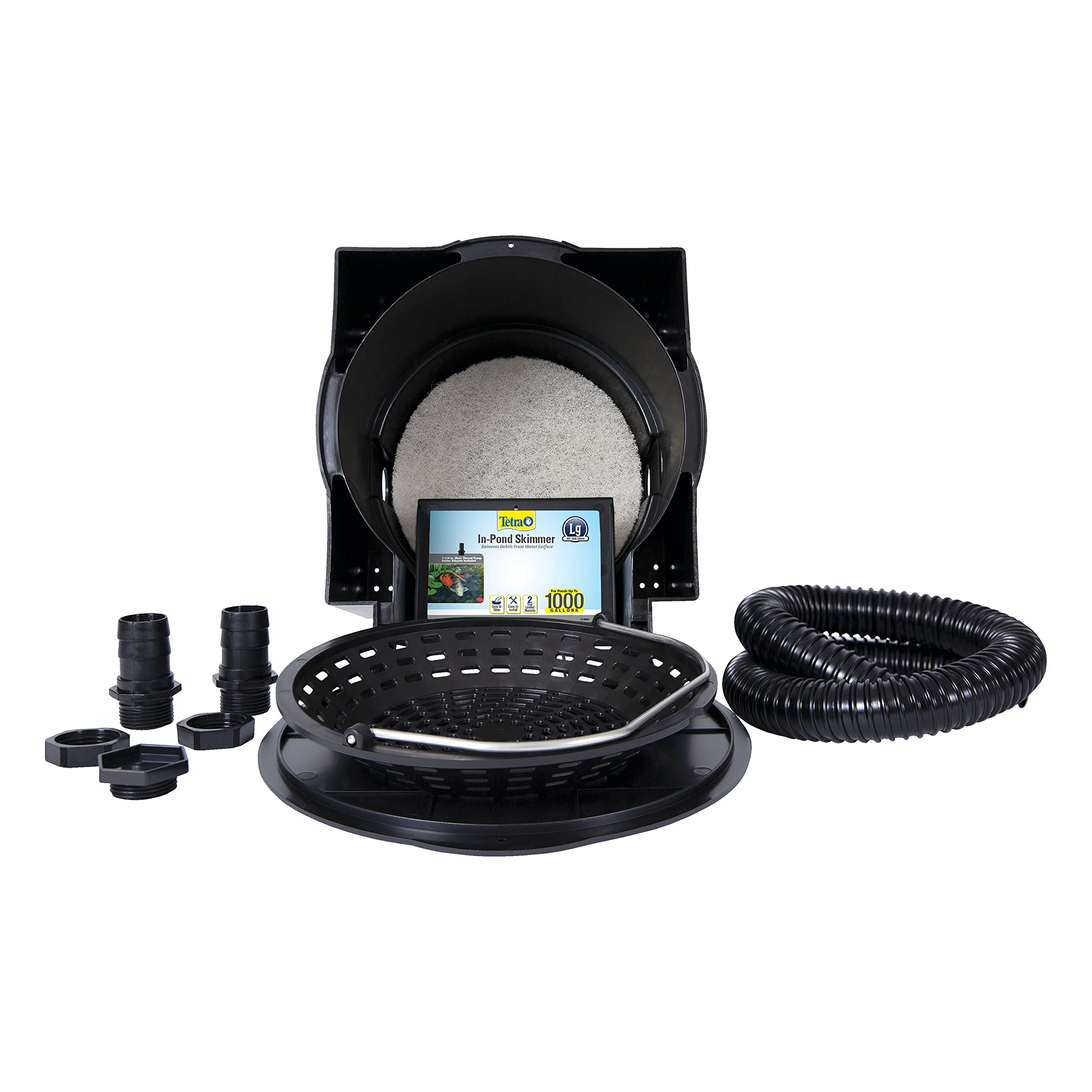 Tetra Pond Skimmer acts as a pre-filter protecting the pump