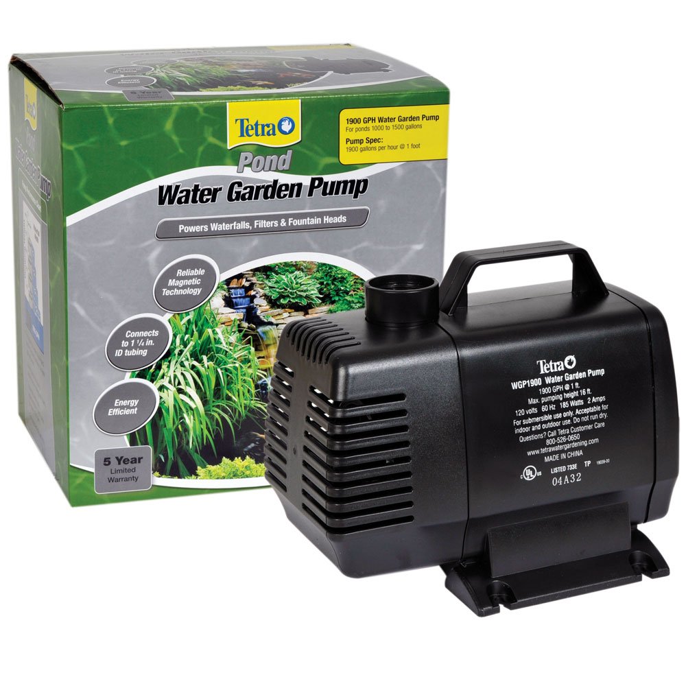 Tetra Pond Water Garden Pump close-up, showing a compact, energy-efficient submersible pond solution.