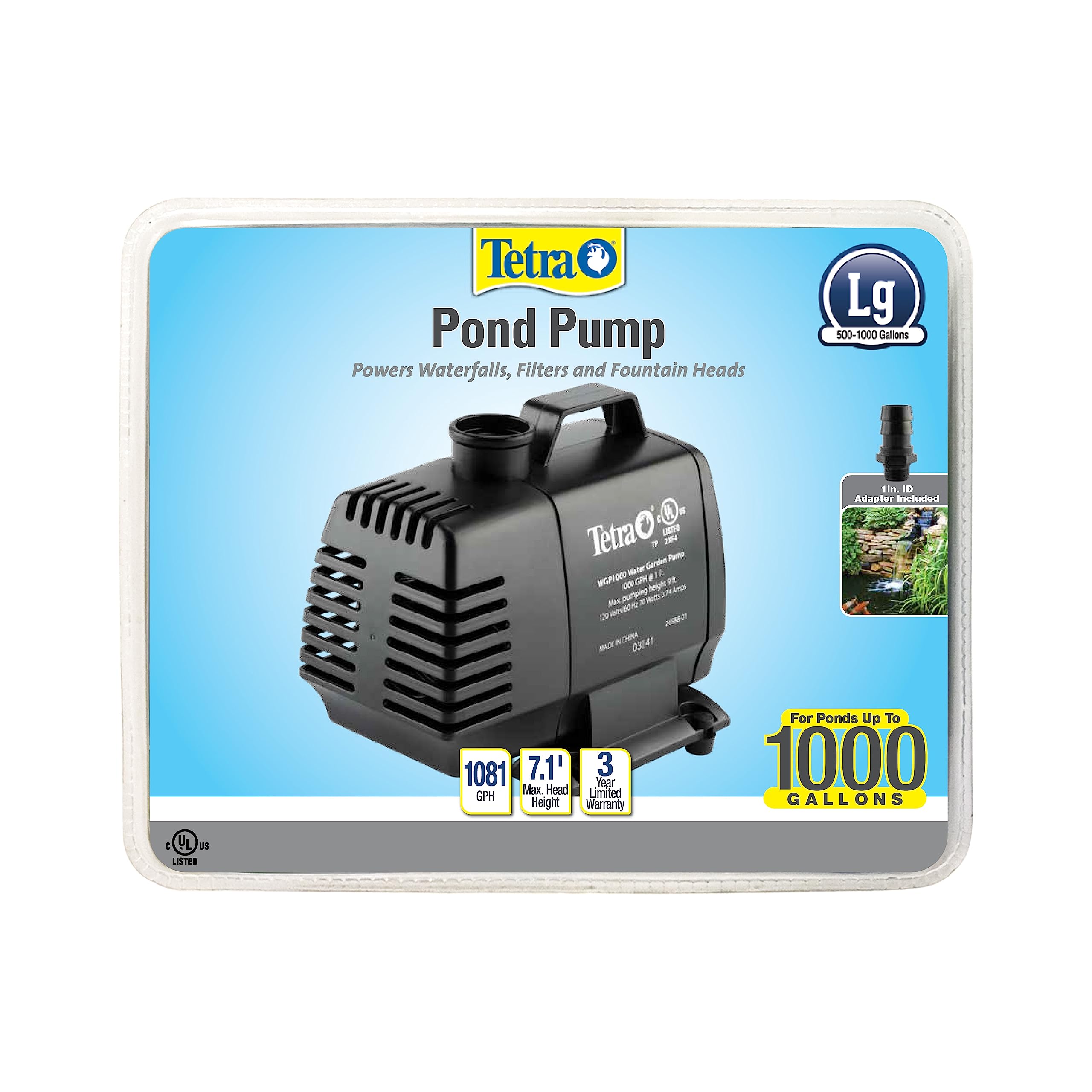 TetraPond water garden pump powers a waterfall for a serene pond feature