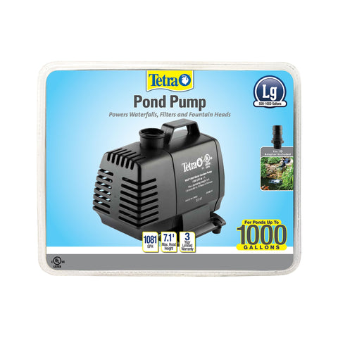 TetraPond water garden pump powers a waterfall for a serene pond feature
