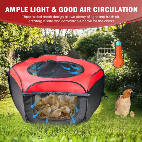 Tetuga Brooder Box mesh design highlights ventilation and escape-proof mesh for chicks