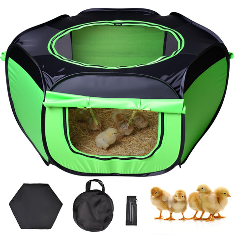 Tetuga chicken brooder box with three-sided mesh window provides safe ventilation for chicks.