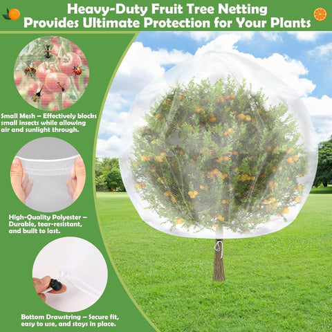 Tetutor 7.5x5.2 ft tree net with drawstring keeps cicadas out.