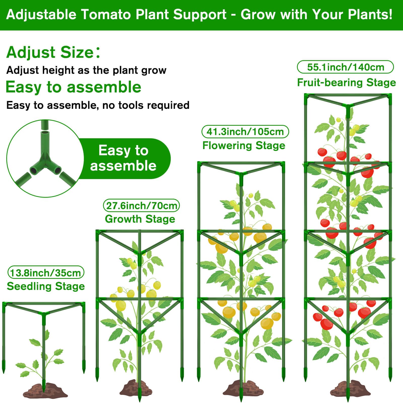 Tetutor fiberglass tomato cages resist rust for durable garden support.