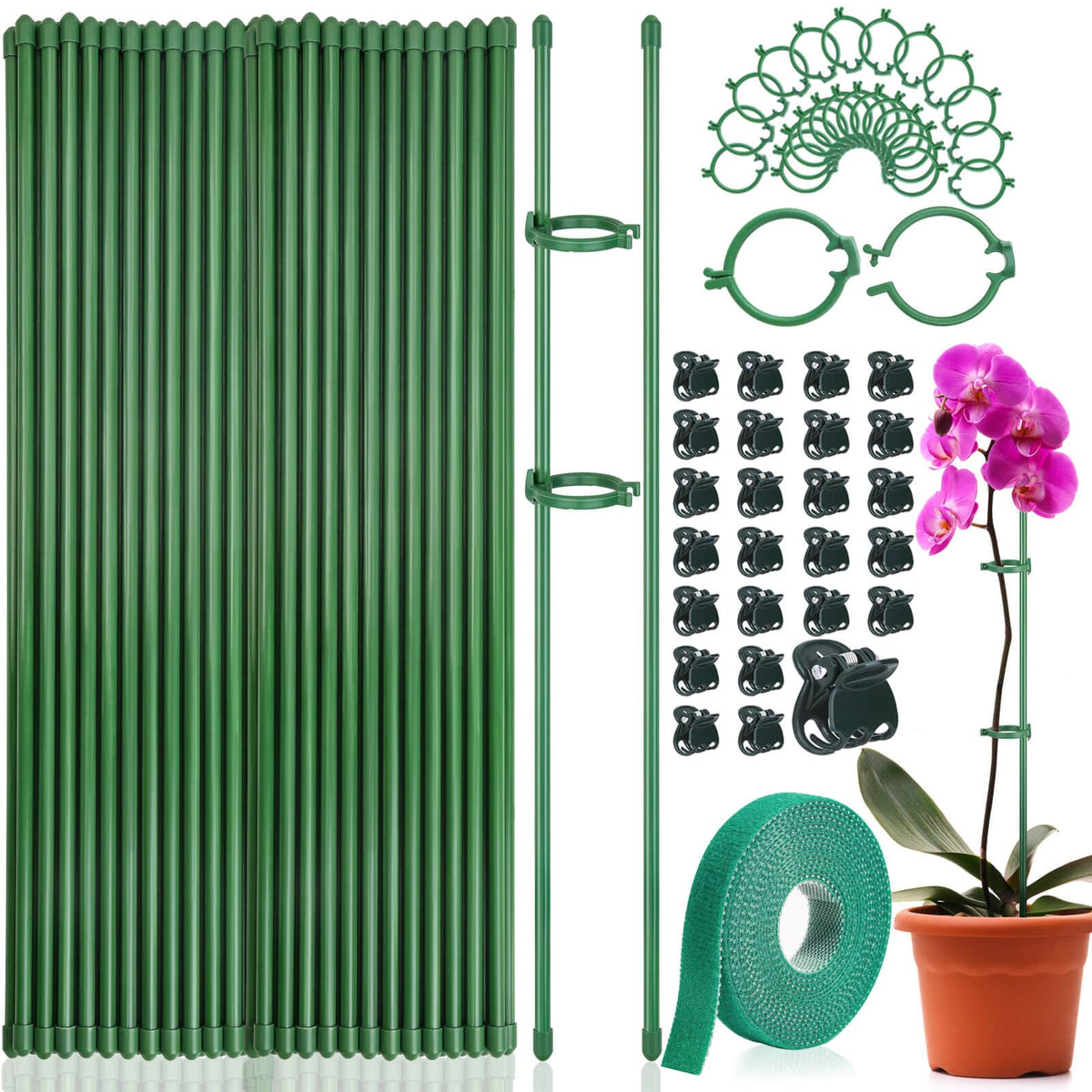 Tetutor plant stakes 16-inch kit, sturdy fiberglass for indoor and outdoor support.