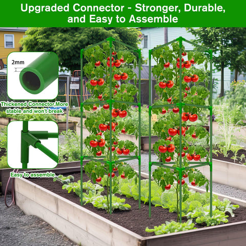 Tetutor tool-free assembly makes quick setup of tomato cages.