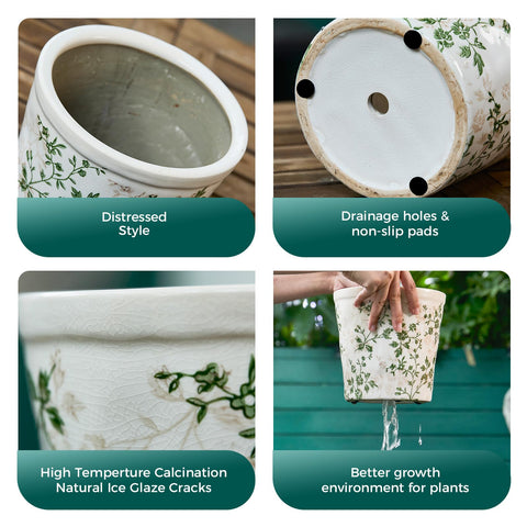 Teweiqi ceramic planter with non-slip feet for stable placement.