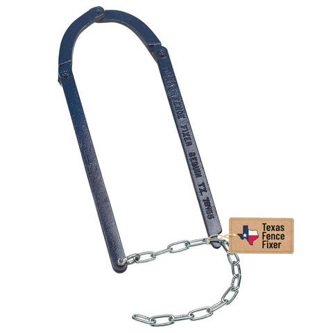 TEXAS FENCE FIXER barbed-wire stretcher in action, easing fence tension along the line