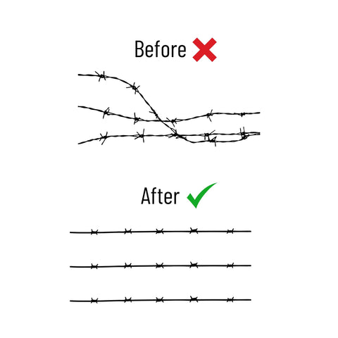 TEXAS FENCE FIXER used at a water gap to secure short runs
