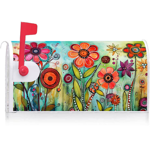 Texupday mailbox cover side view highlighting easy magnetic attachment for seasonal swaps