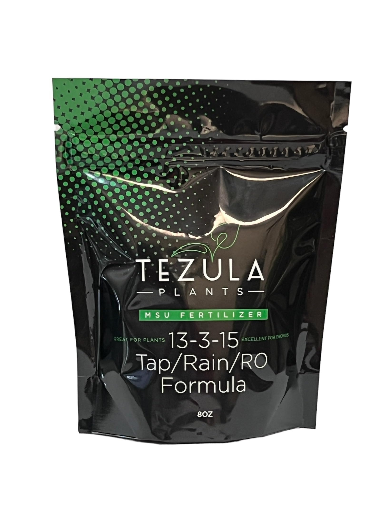 Tezula Plants MSU Orchid Fertilizer packaging in a 1/2 lb bag for storage.