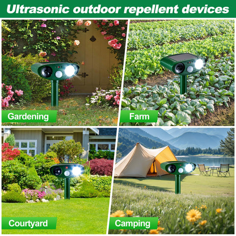 TFKK solar repeller keeps gardens free of pests like rabbits, skunks, and foxes.
