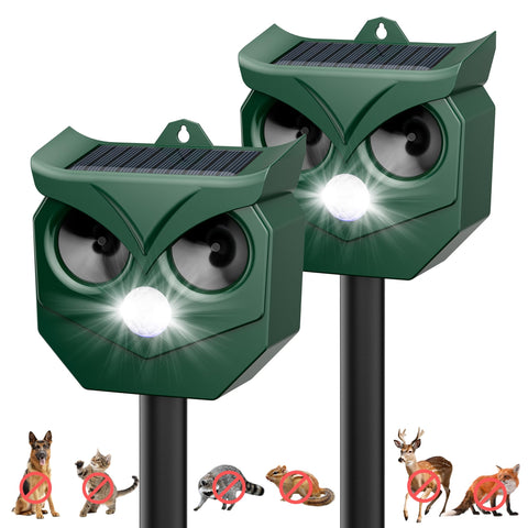 TFKK Ultrasonic Animal Repeller with PIR deters wildlife in the garden.