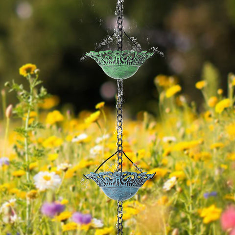 Iron construction delivers durable decoration suitable for varied weather.